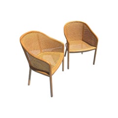 Set of 8 Modern Cane Landmark Chairs by Ward Bennett for Brickel
