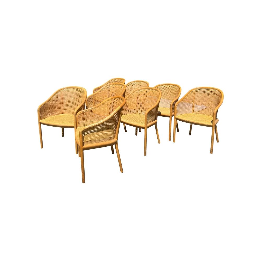 Set di 8 sedie moderne in canna Landmark di Ward Bennetts per Brickel In condizioni buone in vendita a Saddle River, NJ