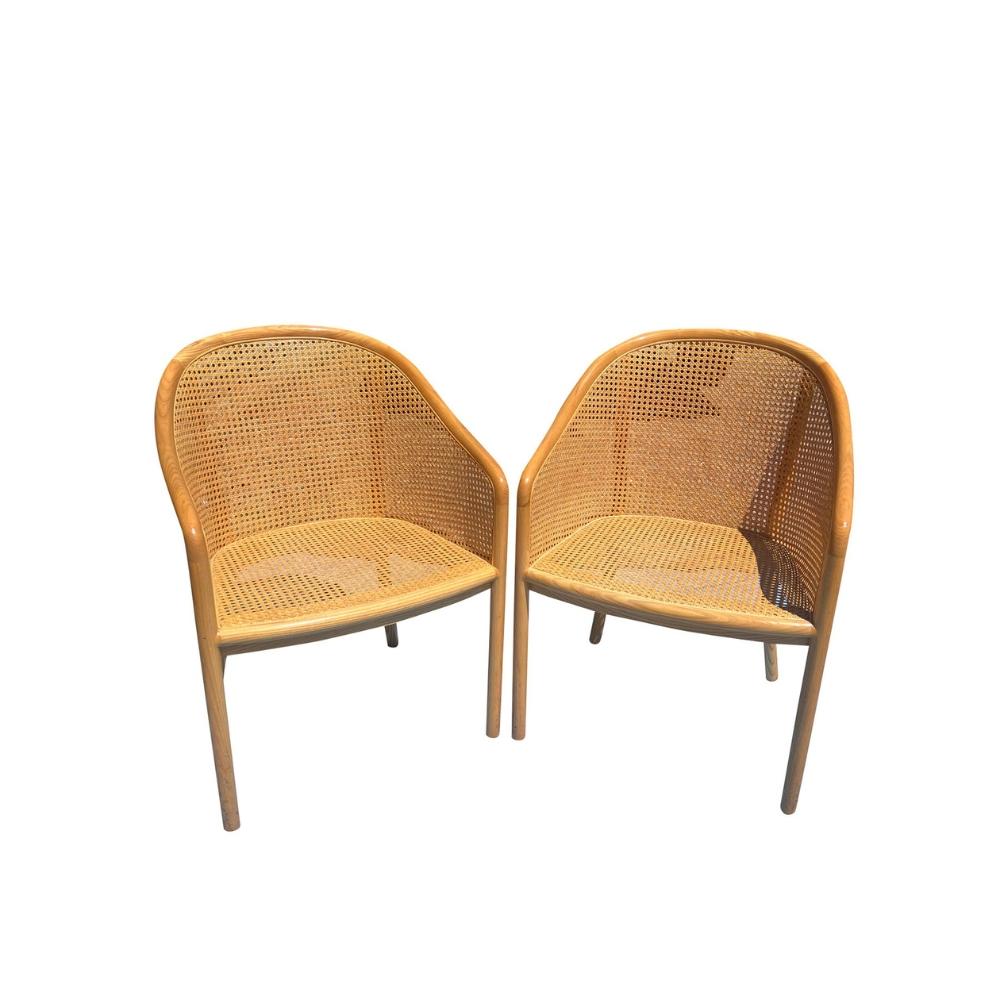Fine XX secolo Set di 8 sedie moderne in canna Landmark di Ward Bennetts per Brickel in vendita