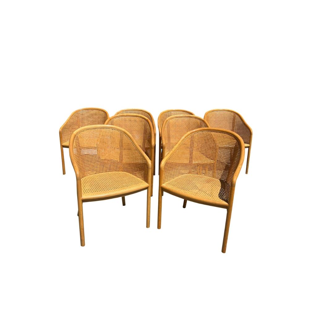 Set di 8 sedie moderne in canna Landmark di Ward Bennetts per Brickel in vendita 1