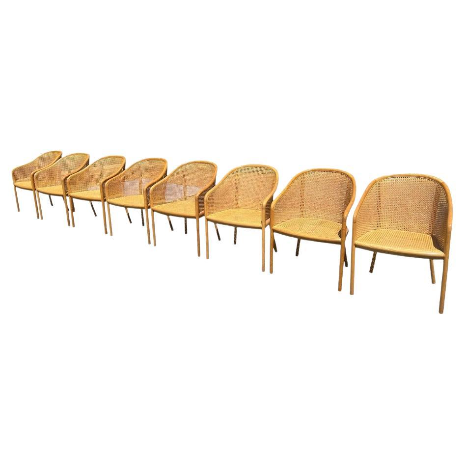 Set di 8 sedie moderne in canna Landmark di Ward Bennetts per Brickel in vendita