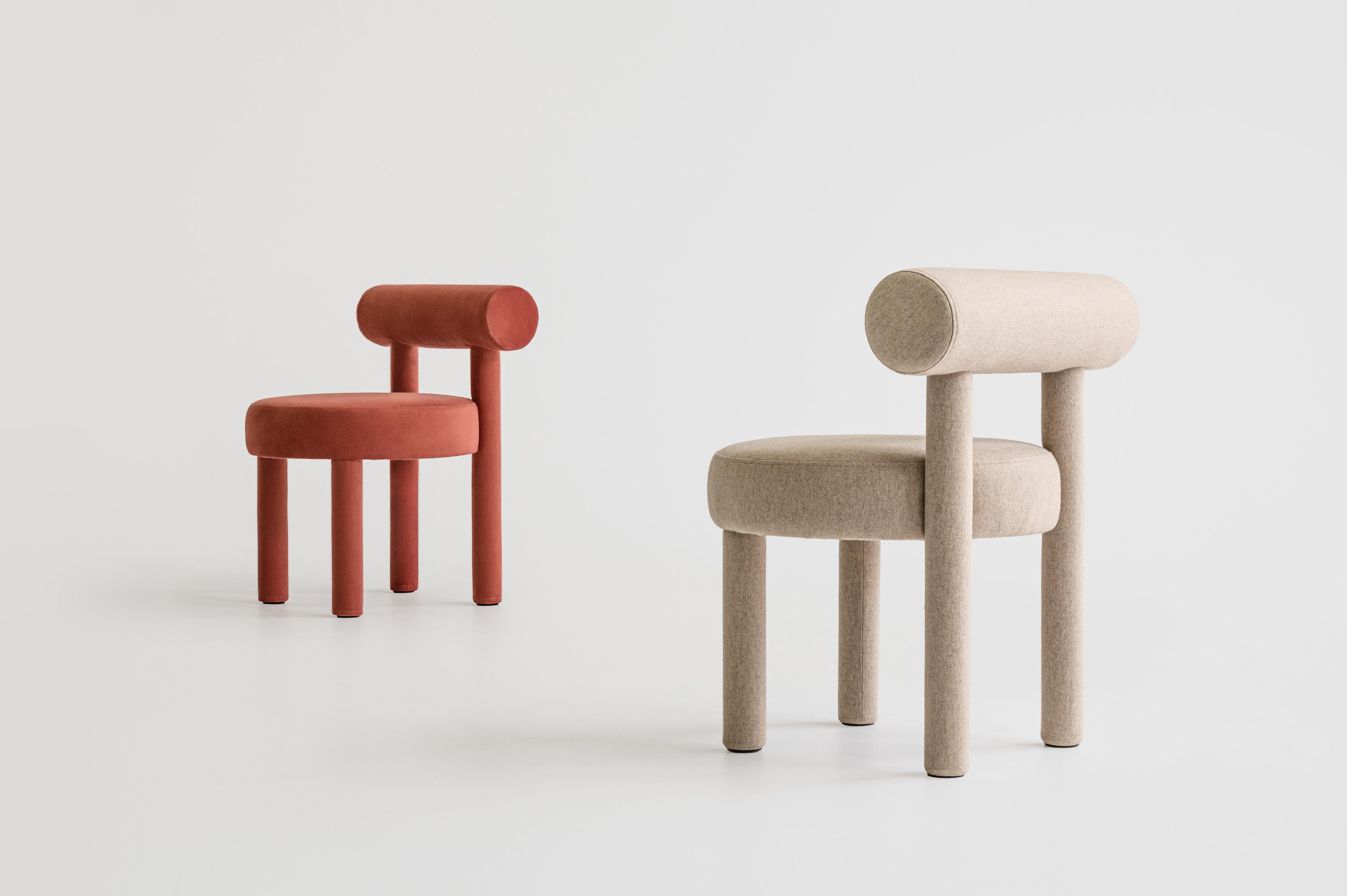 Set of 8 Modern Chair Gropius CS1 in Matt Stain-Resistant Velvet Fabric by Noom For Sale 7