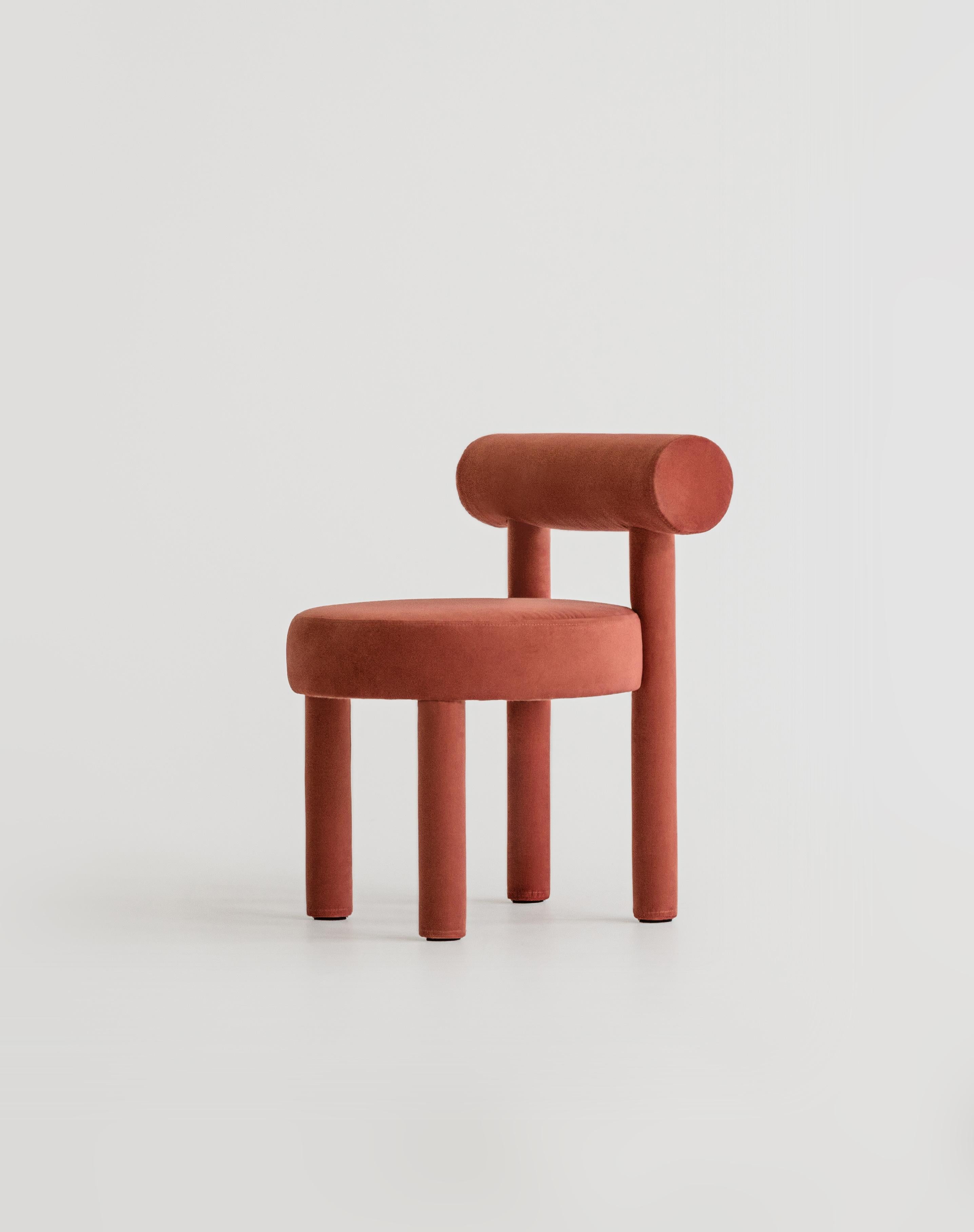 Set of 8 Modern Chair Gropius CS1 in Matt Stain-Resistant Velvet Fabric by Noom For Sale 1