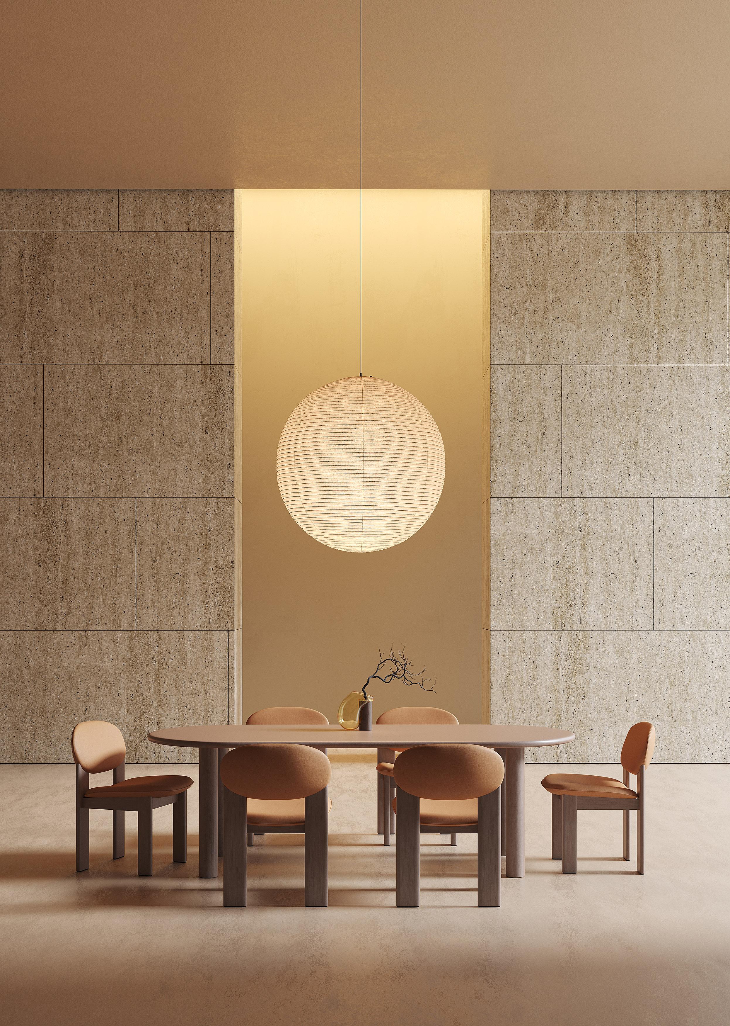 Contemporary Set of 8 Modern Dining Archipen Chair in Natural Leather 