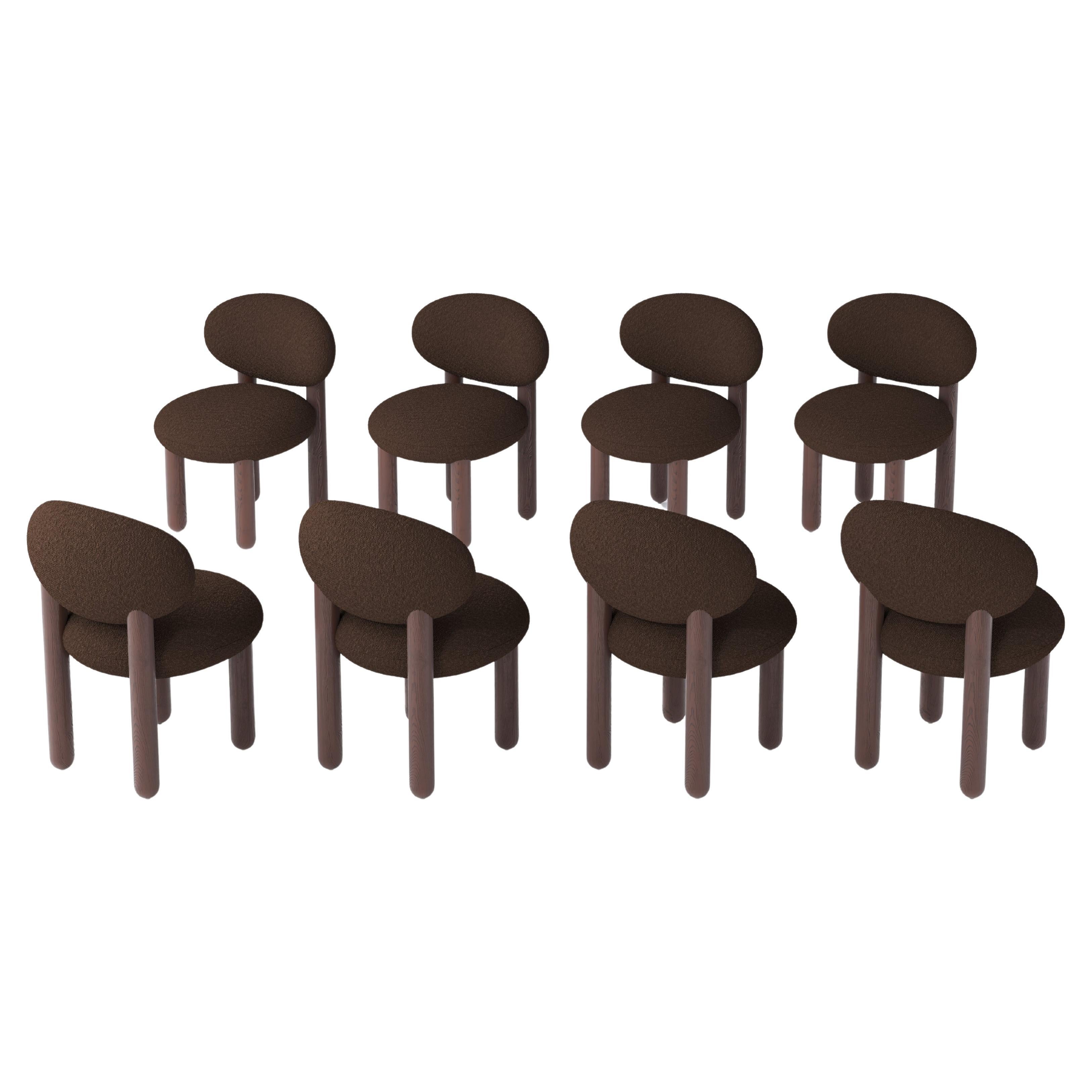 Lot de 8 chaises de salle à manger modernes Flock CS2 en polyester Baloo Boucle by NoOM