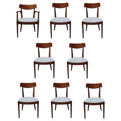 Set of 8 Modern Drexel Declaration Walnut Modern Dining Room Chairs