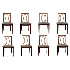 Set of 8 Modern G-Plan Curve Back Afrormosia Dining Chairs by E. Gomme