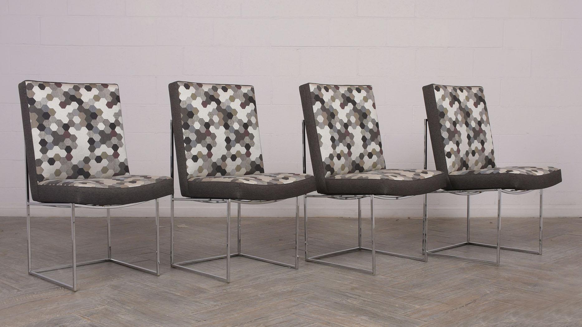 Set of 8 Modern Milo Baughman for Thayer Square Chrome Framed Dining Chairs In Good Condition In Los Angeles, CA