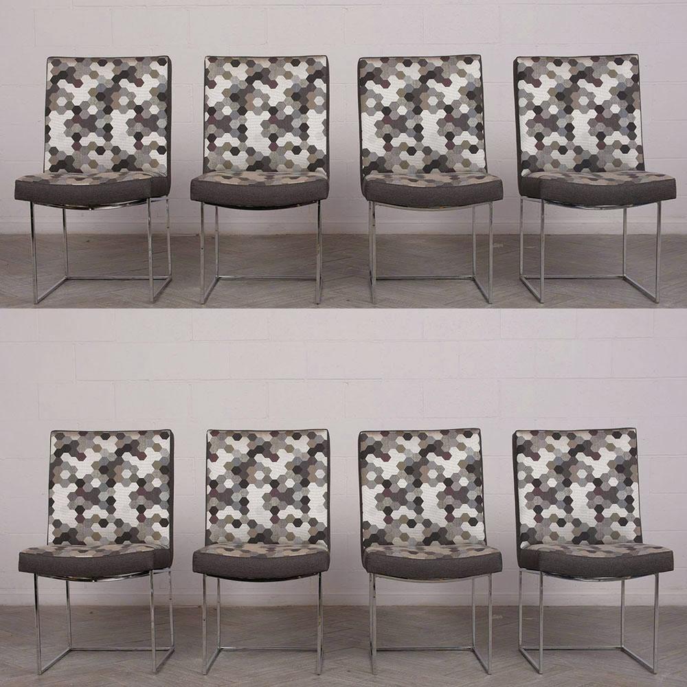 Late 20th Century Set of 8 Modern Milo Baughman for Thayer Square Chrome Framed Dining Chairs