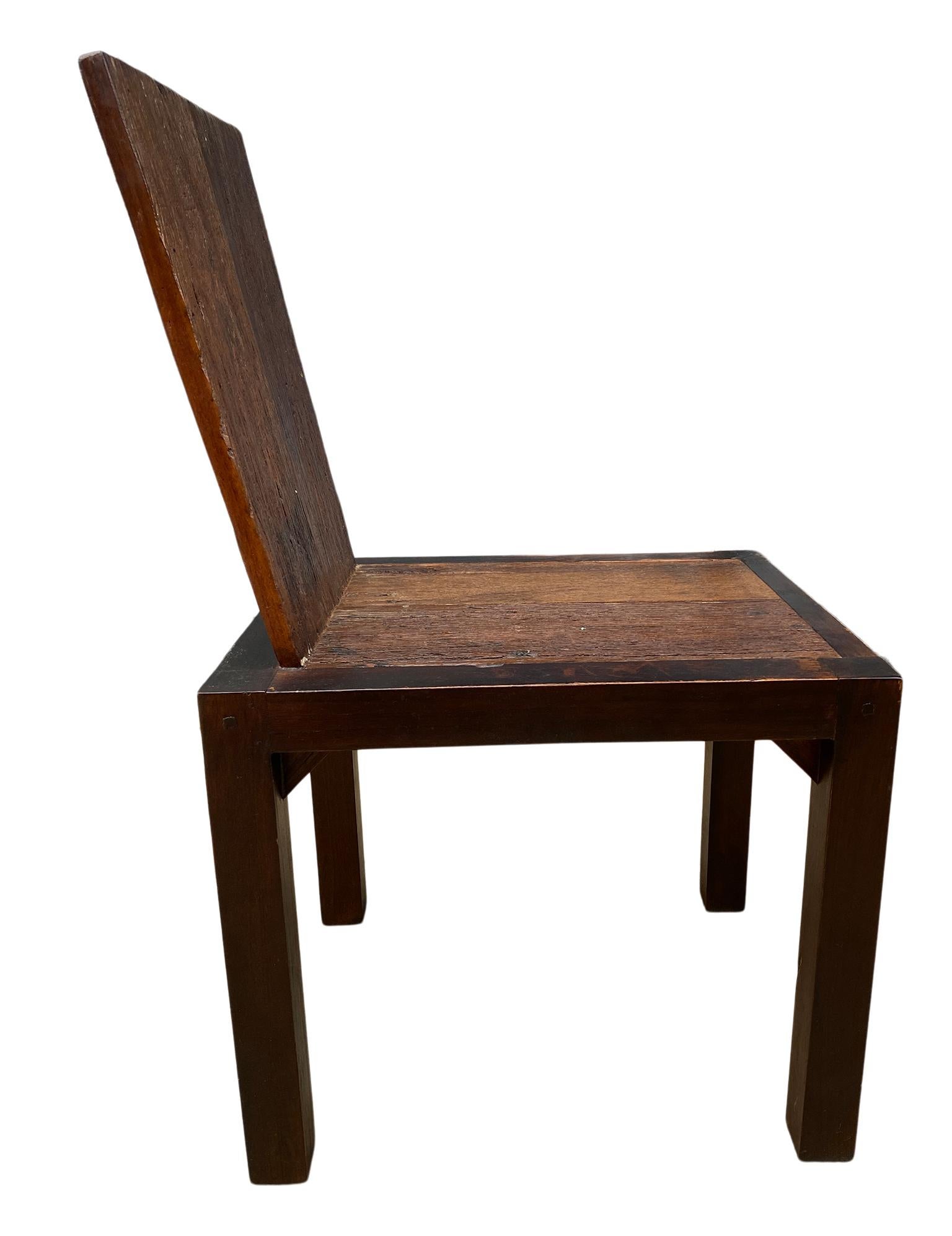 Late 20th Century Set of 8 Modern Rustic Organic Dining Chairs Solid Wood with Butterfly Details