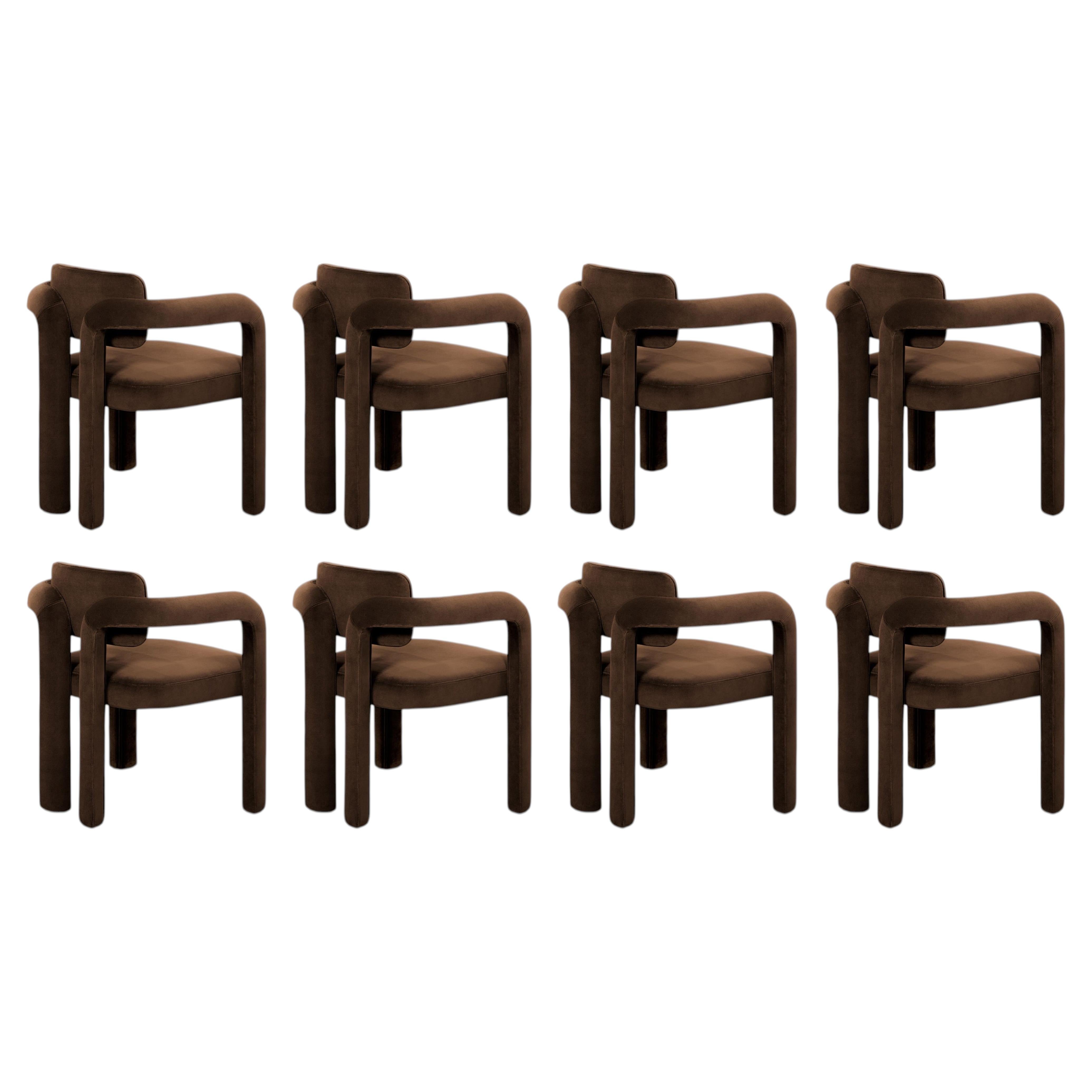 Set of 8 Modern brown velvet Double Arch dining chairs by InsidherLand