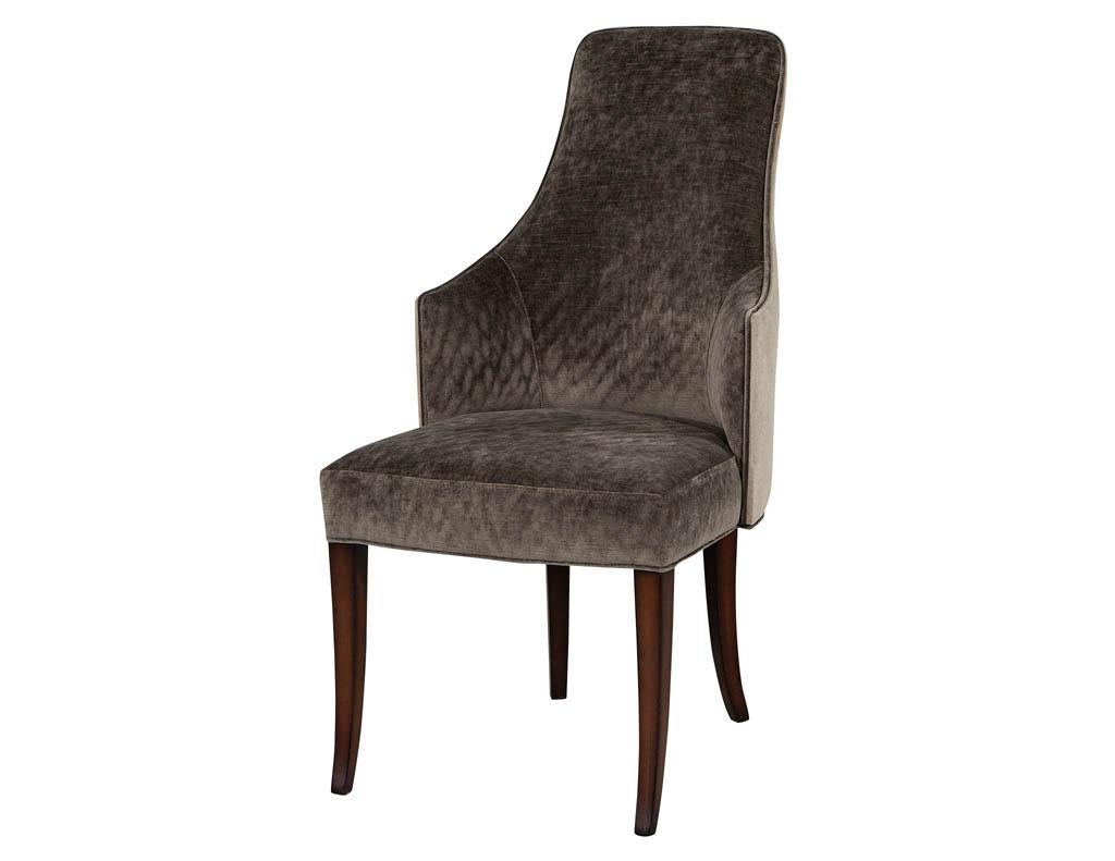Canadian Set of 8 Modern Sleek Upholstered Dining Chairs