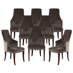 Set of 8 Modern Sleek Upholstered Dining Chairs