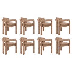 Set of 8 Modern textured fabric Double Arch dining chair by InsidherLand Set of 8 Modern textured fabric Double Arch dining chair by InsidherLand