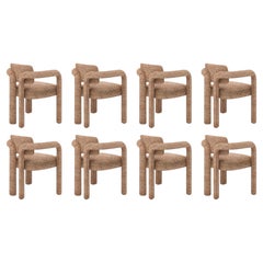 Set di 8 sedie da pranzo moderne in tessuto Fabrice Double Arch di InsidherLand