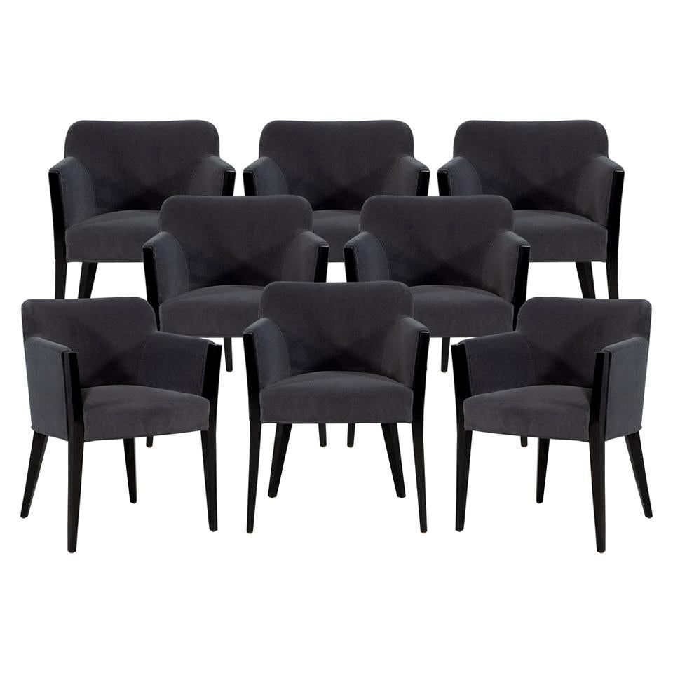 Ensemble de 8 chaises de salle à manger modernes tapissées par Carrocel en vente