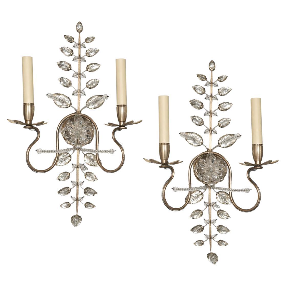 Set of 8 Molded Glass Leaves Sconces. Sold per Pair