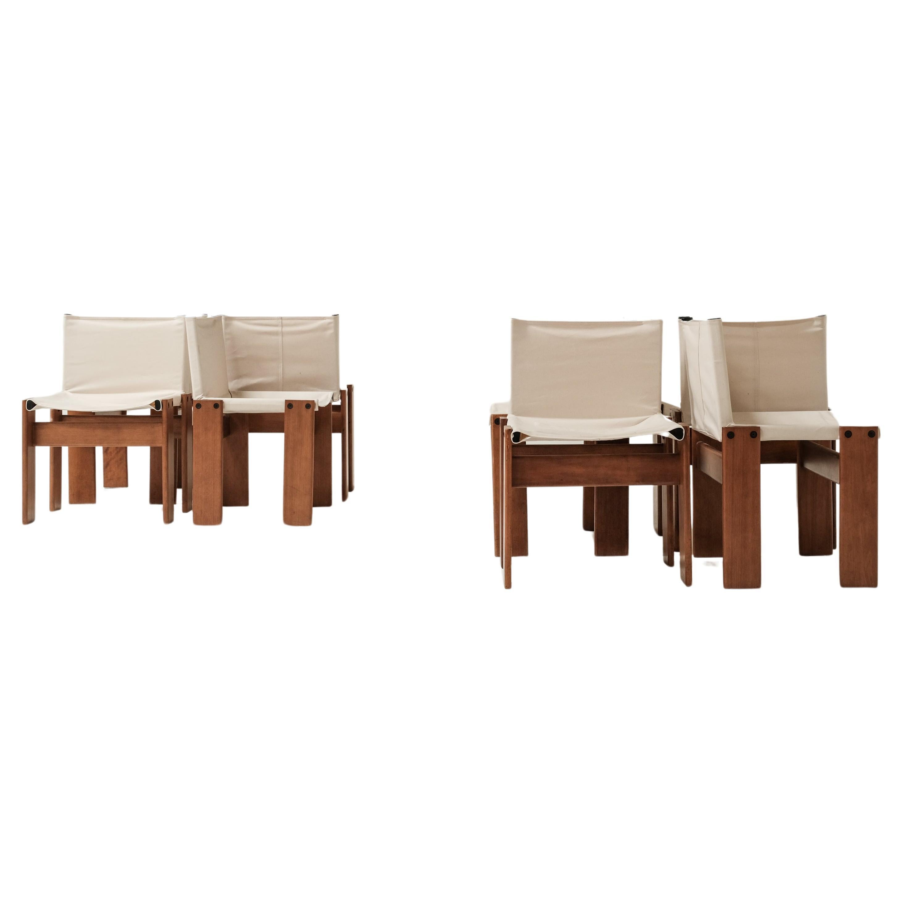Rare set of 8 Monk chairs Made out of Canvas and wood. 

These chairs were designed by Afra & Tobia Scarpa for Molteni in 1973. 
Extreme comfortable, timeless design. 


