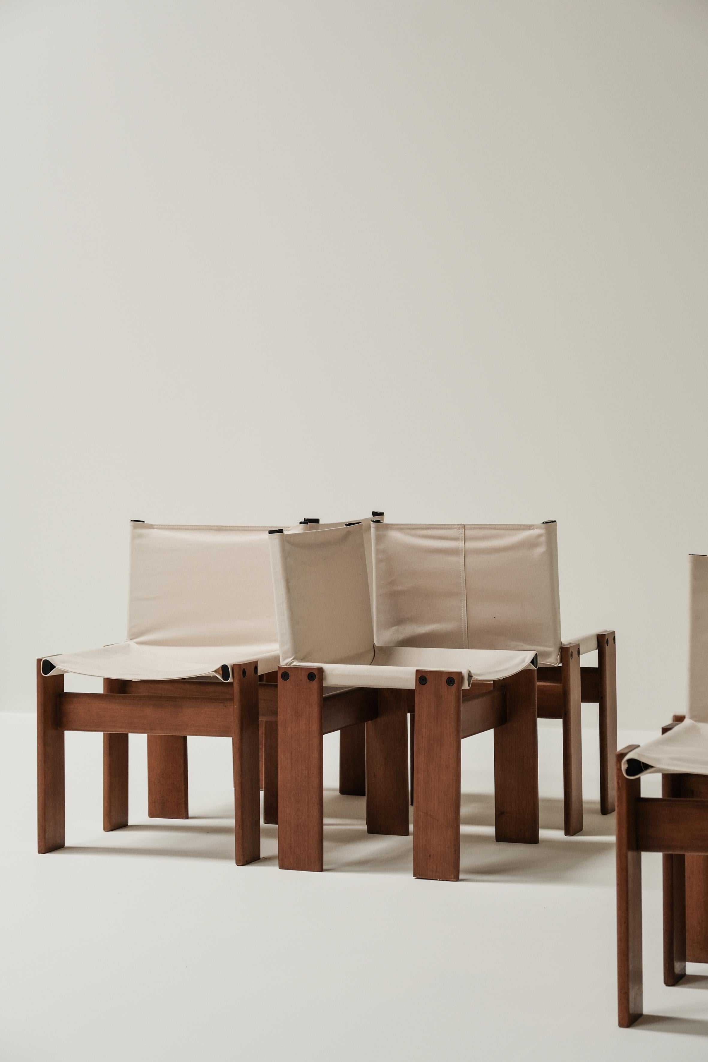 Mid-Century Modern Set of 8 Monk chairs by Afra & Tobia Scarpa for Molteni 1973