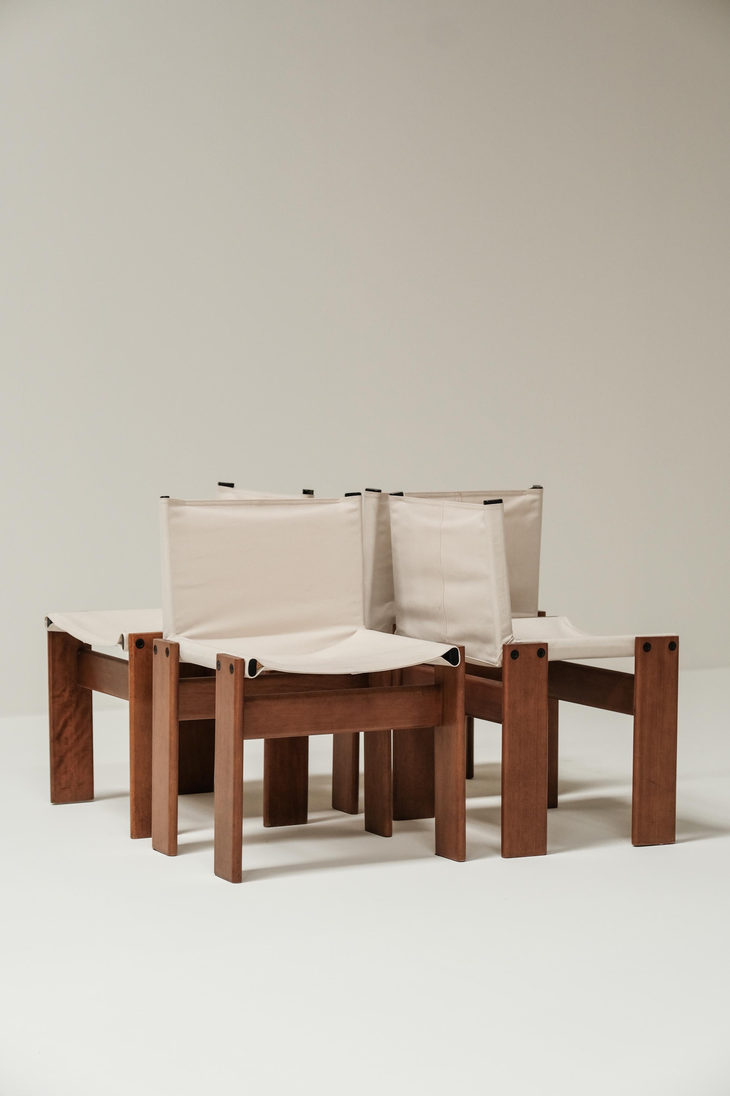 Italian Set of 8 Monk chairs by Afra & Tobia Scarpa for Molteni 1973