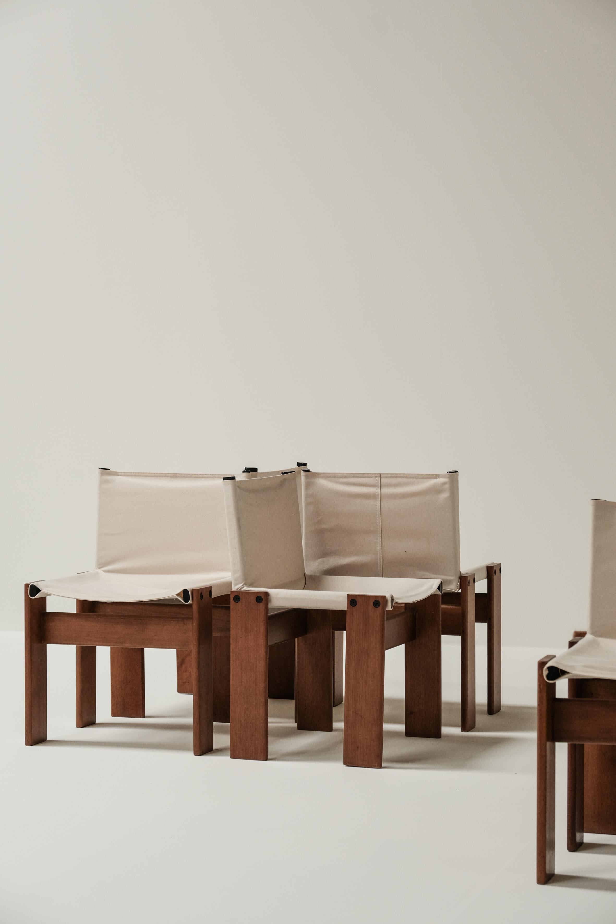 Set of 8 Monk chairs by Afra & Tobia Scarpa for Molteni 1973 1