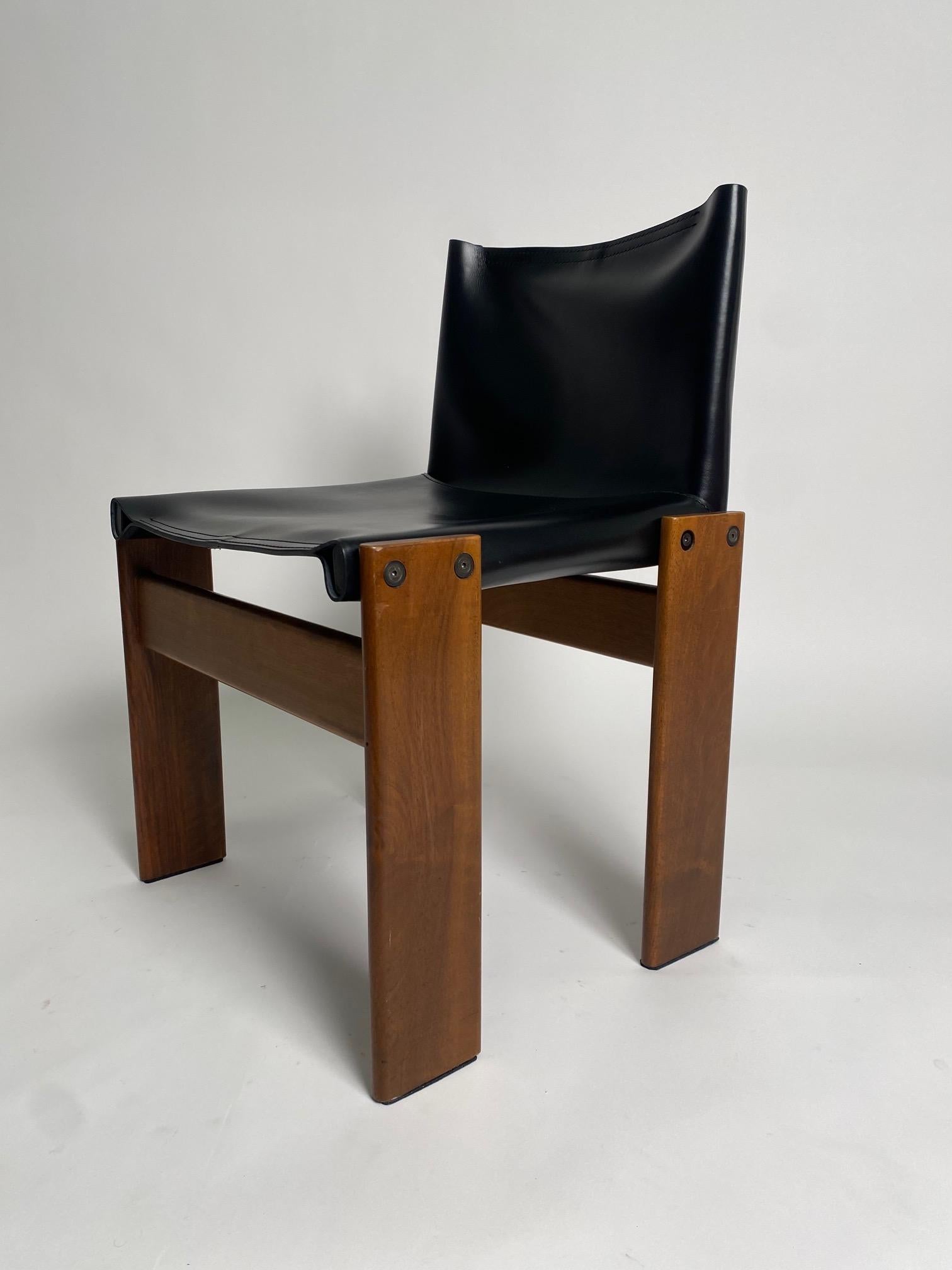 Italian Set of 8 Monk leather Chairs by Afra & Tobia Scarpa for Molteni, Italy 1974 For Sale