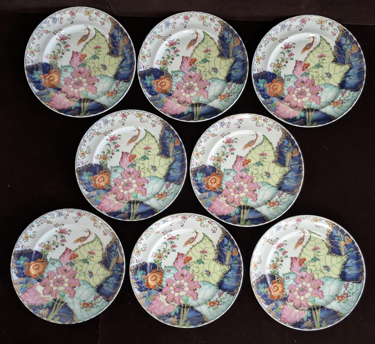 Chinoiserie Set of 8 Mottahedeh “Tobacco Leaf” Salad/Dessert Plates For Sale
