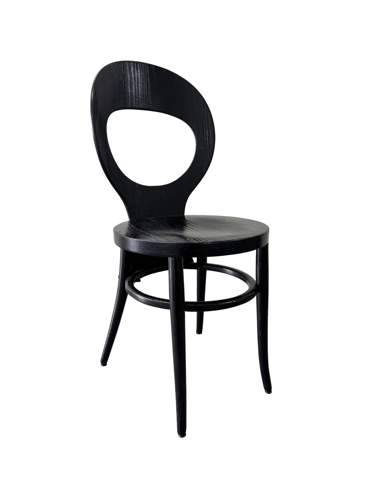 Americano Set di 8 sedie da pranzo Mouette (Gabbiano) Baumann France - Finitura nera satinata in vendita