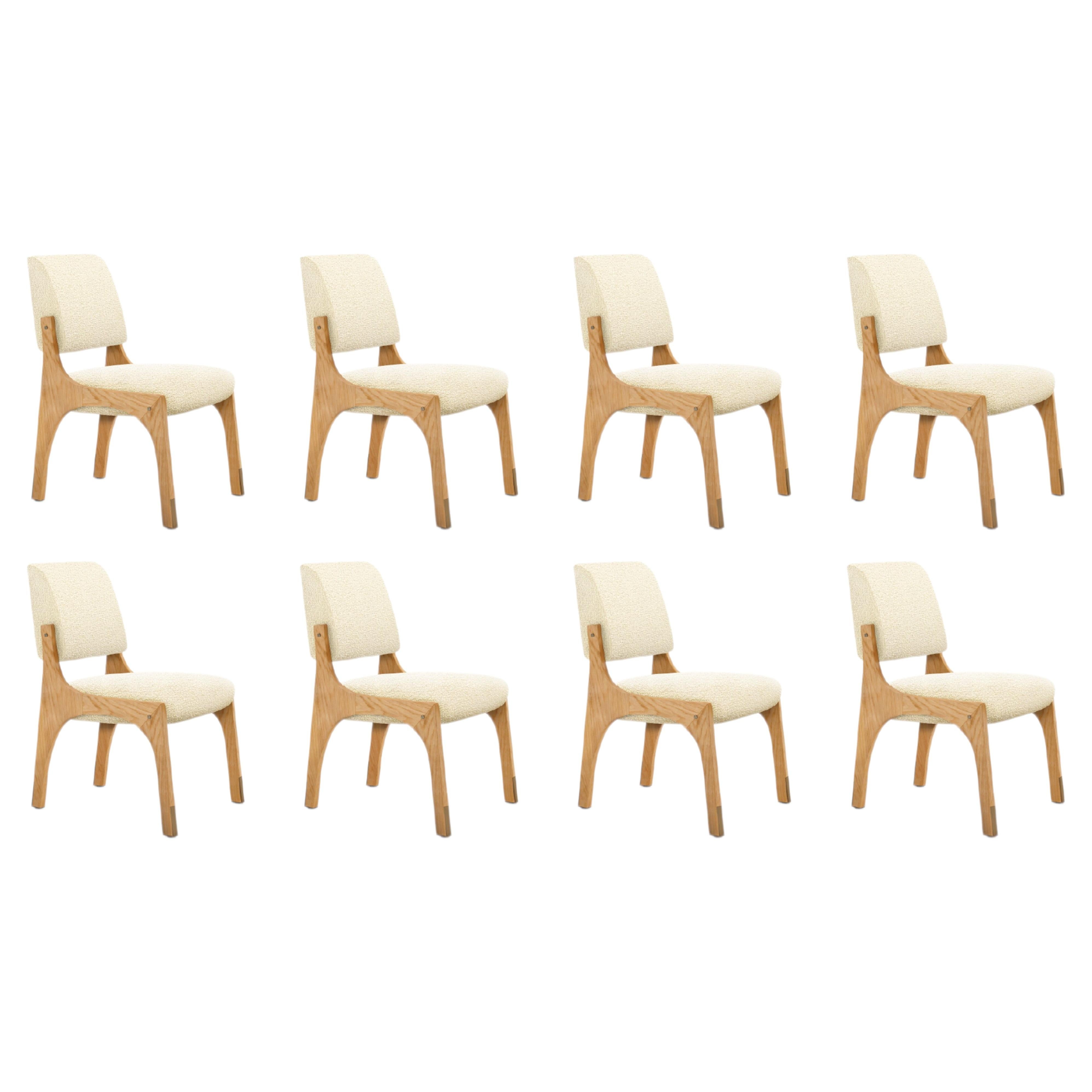 8 armlehnenlose eiche-creme bouclé stühle Arches II von InsidherLand