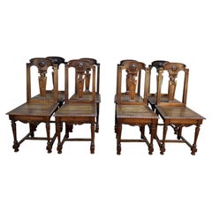 Set of 8 Neo-Renaissance walnut chairs