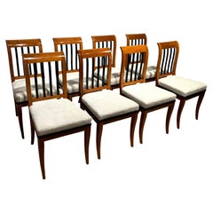Set of 8 Neoclassical Biedermeier Chairs, Walnut, South Germany, circa 1825