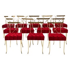 Set of 8 Neoclassical Brass Dining Chairs