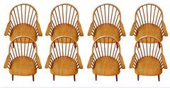 Used Set of 8 Nichols and Stone Claud Bunyard Signed Windsor Midcentury Chairs