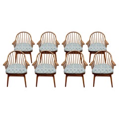 Set of 8 Nichols and Stone Claud Bunyard Signed Windsor Midcentury Chairs