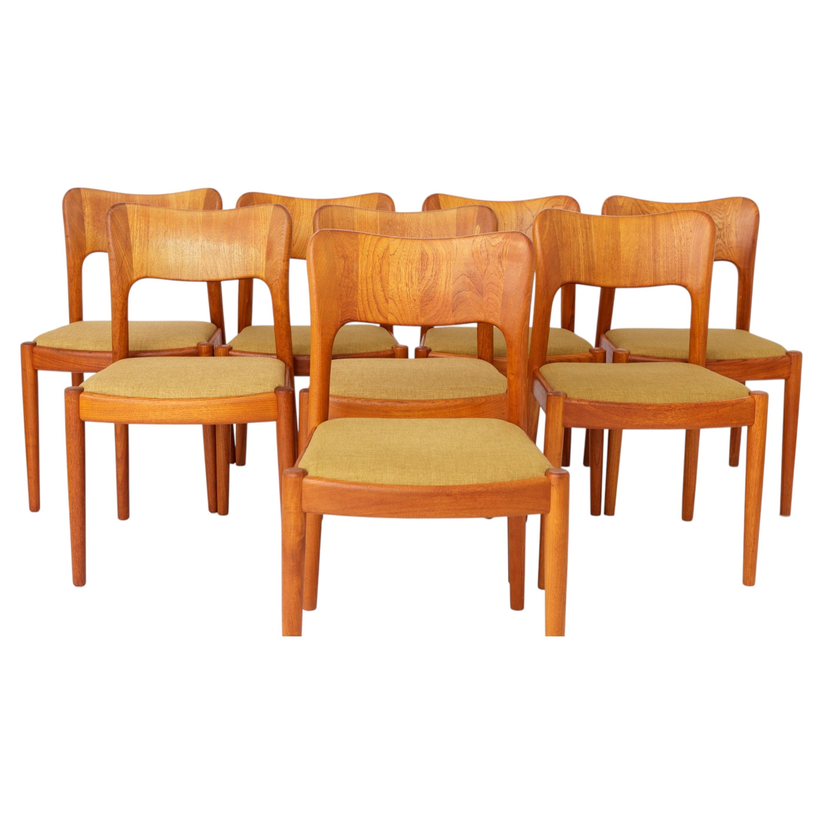 Set of 8 Niels Koefoed “Ole” Dining Chairs Danish Teak 1970s Mid Century Modern