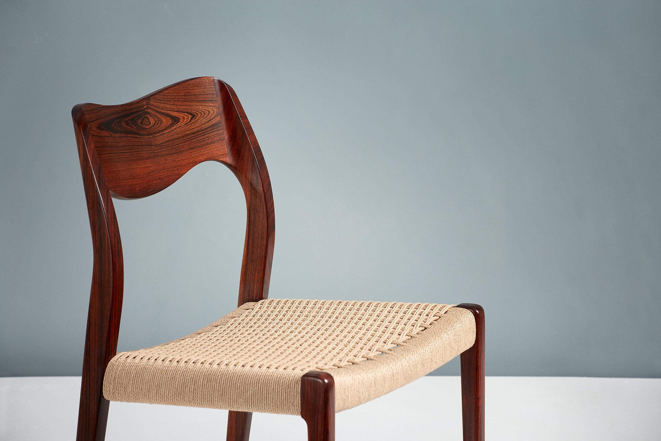 Set di 8 sedie da pranzo in palissandro Niels Møller Model 71 in vendita 3