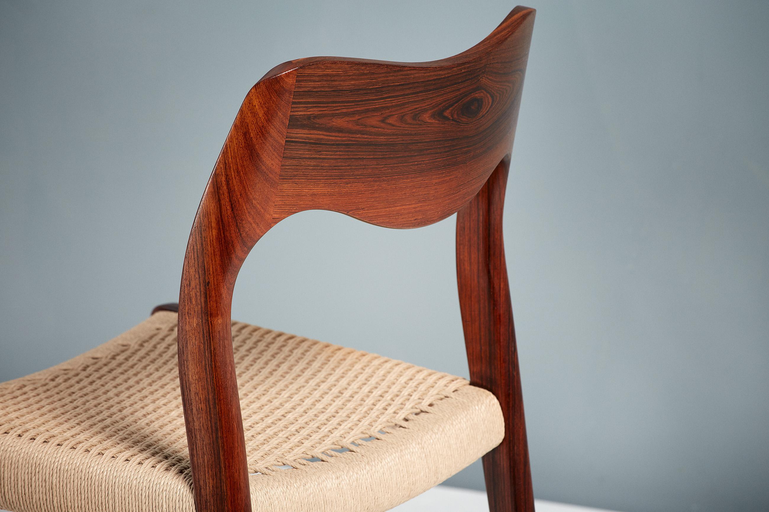 Set of 8 Niels Møller Model 71 Rosewood Dining Chairs For Sale 8
