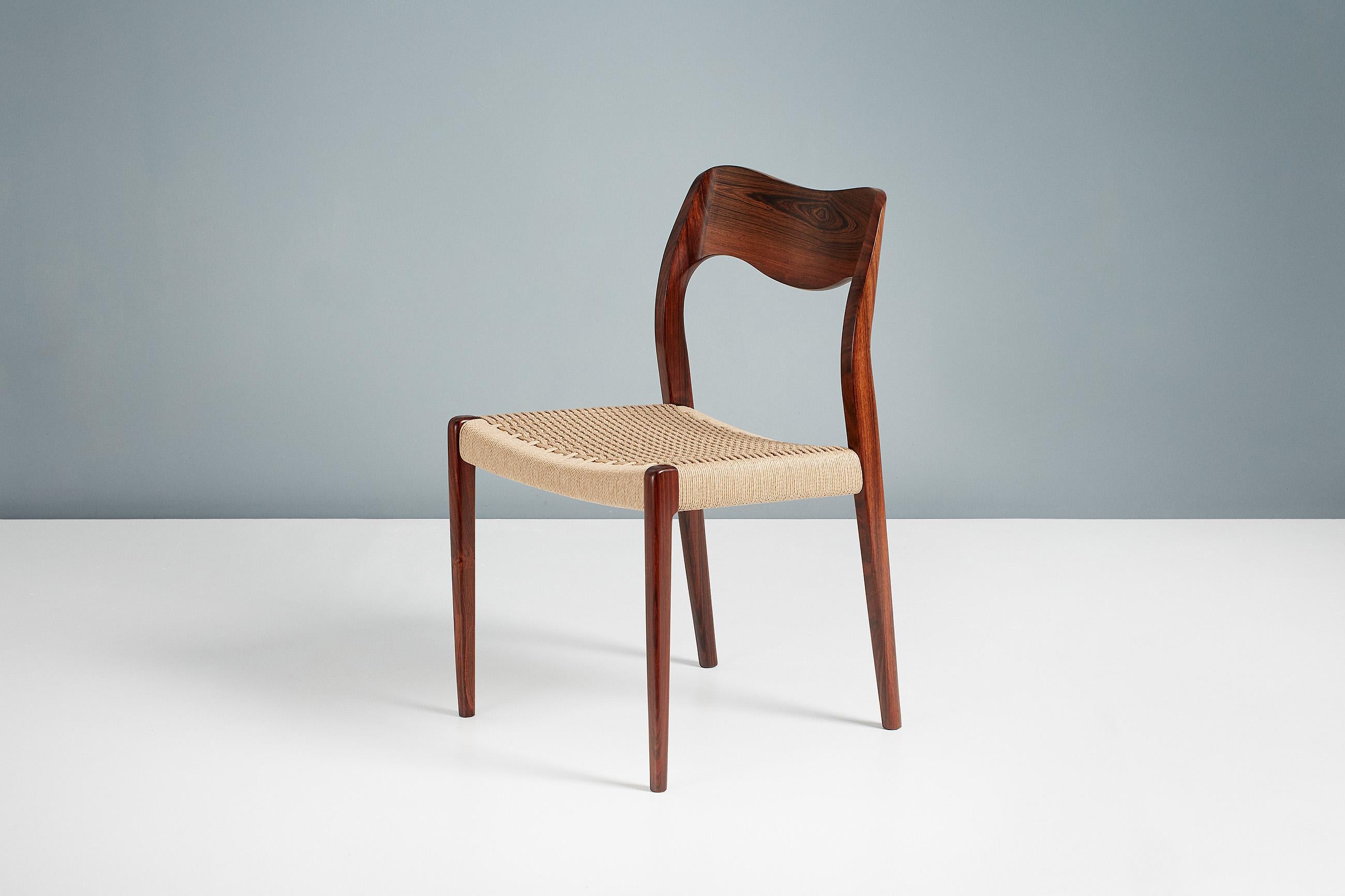Danese Set di 8 sedie da pranzo in palissandro Niels Møller Model 71 in vendita