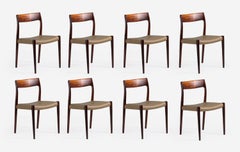 Set of 8 Niels Møller Model 77 Dining Chairs, 1959