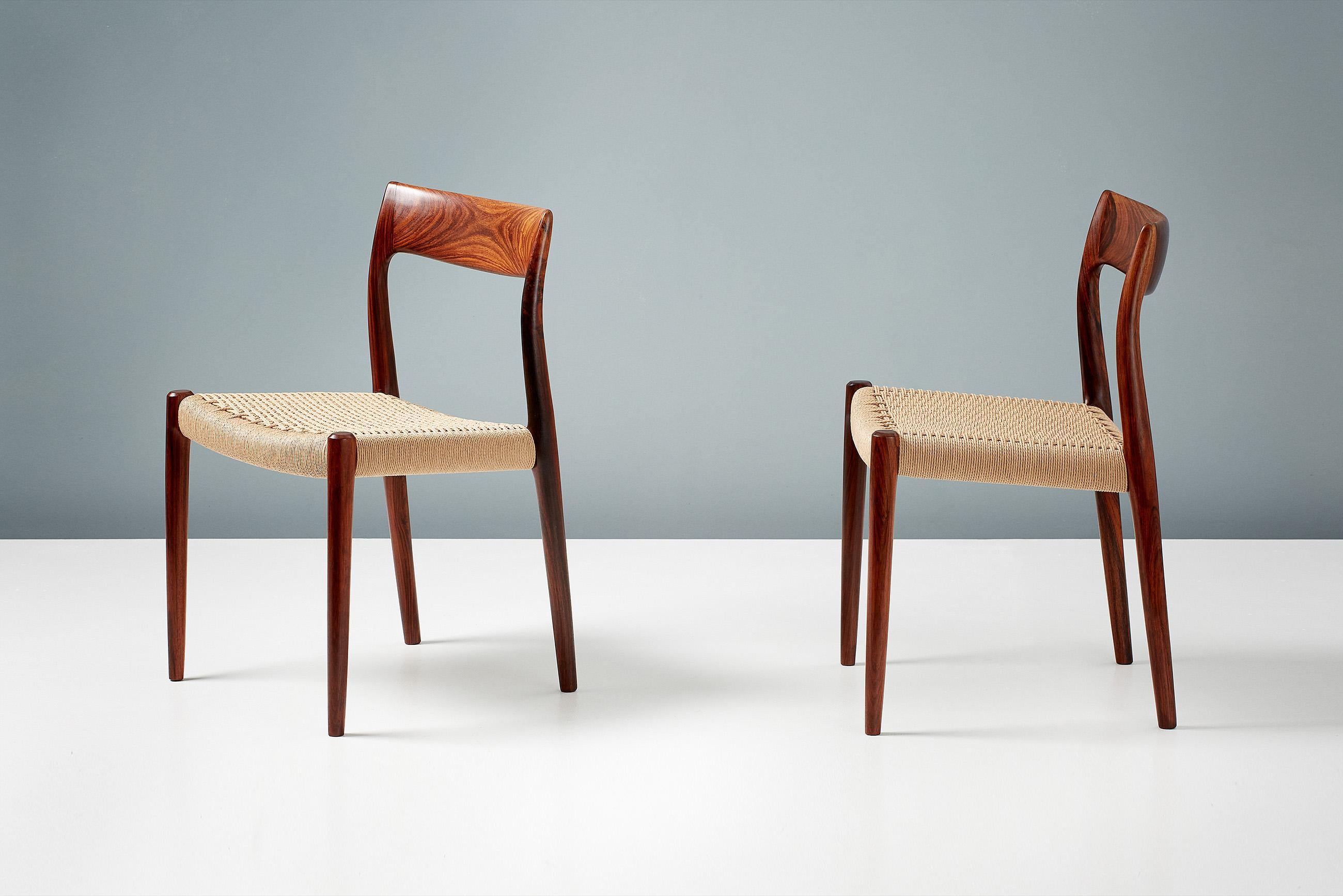 Set di 8 sedie da pranzo Model 77 di Niels Møller, 1959 In condizioni ottime in vendita a London, England