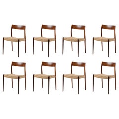 Ensemble de 8 chaises de salle à manger en palissandre Niels Møller, modèle 77, 1959