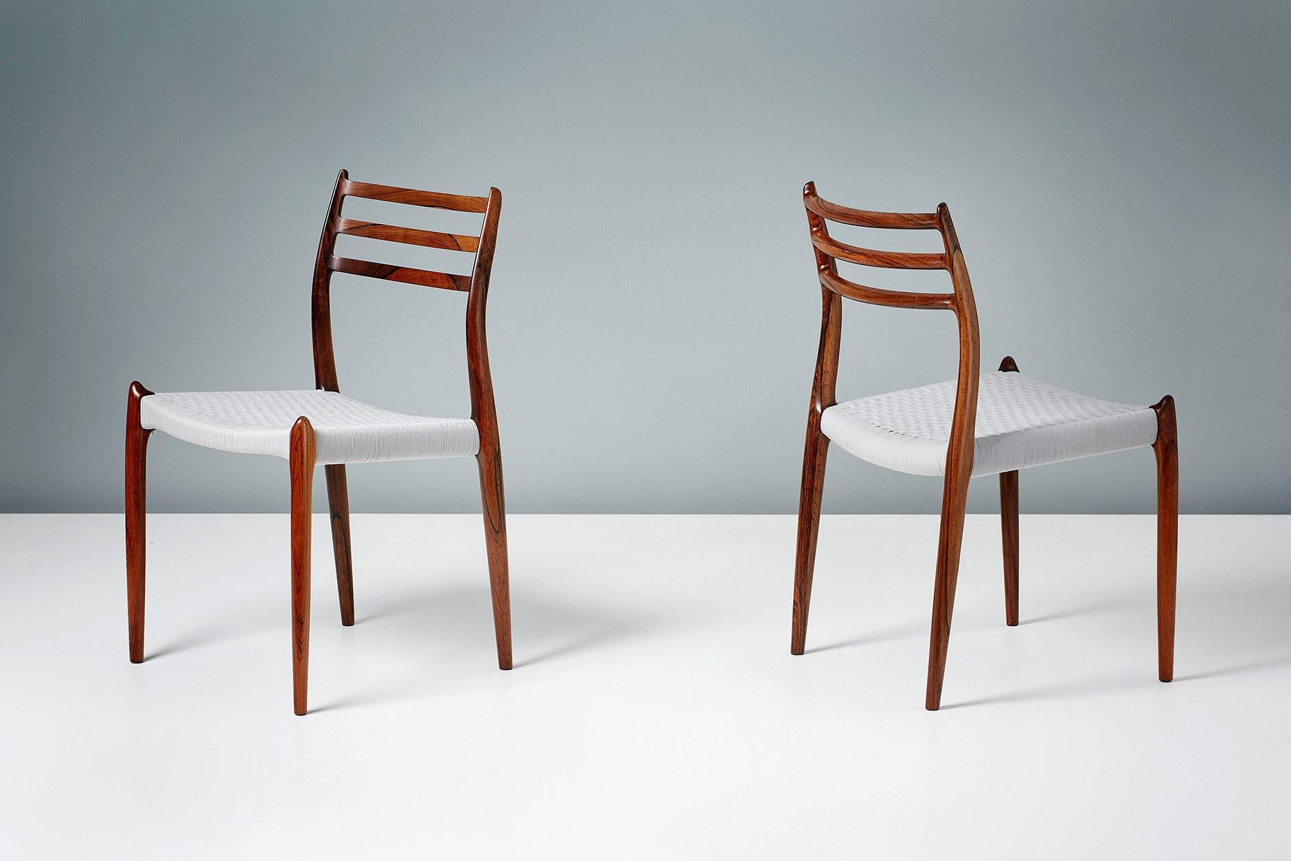 Scandinavian Modern Set of 8 Niels Møller Model 78 Rosewood Dining Chairs, 1962