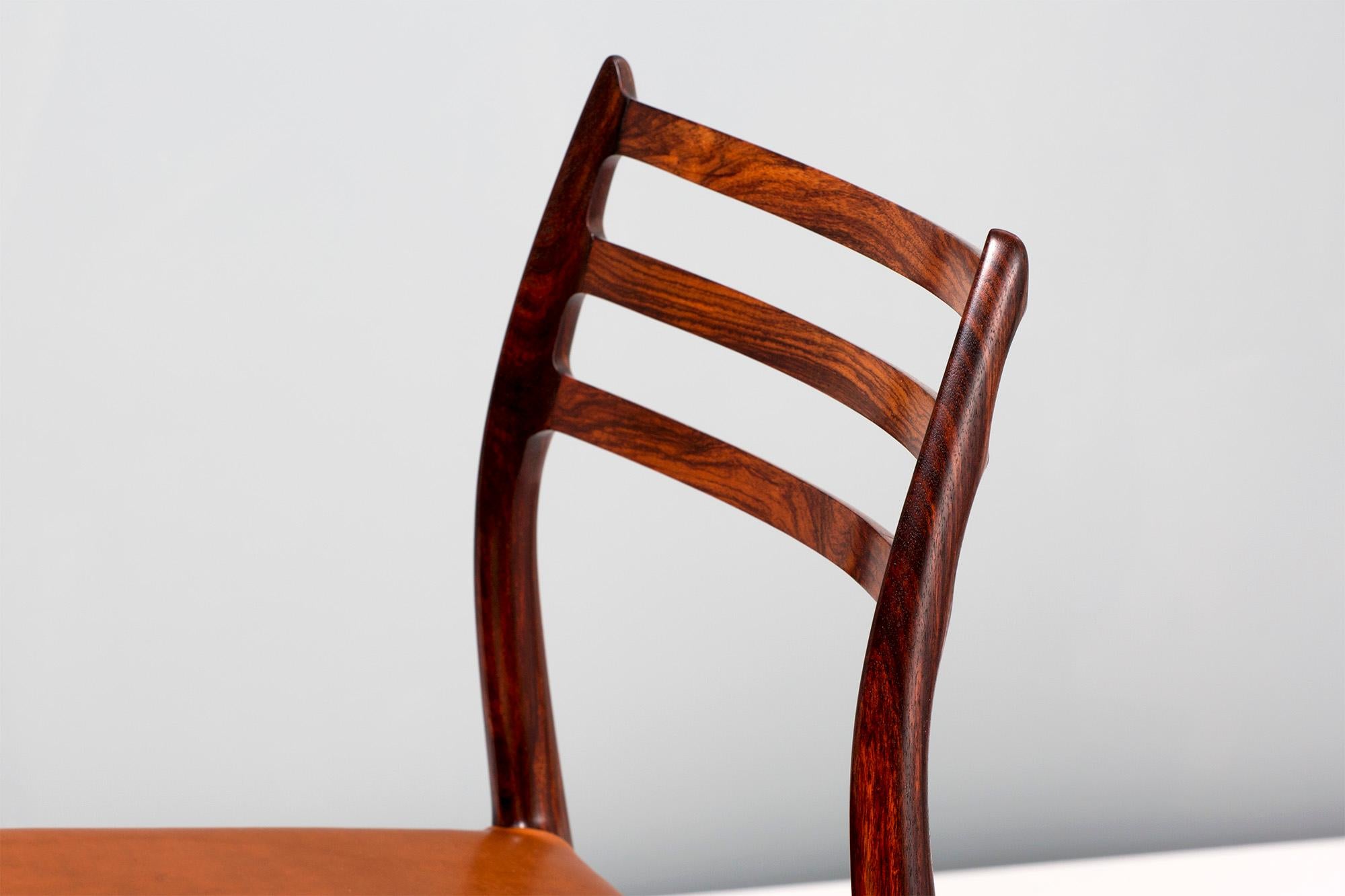 Set of 8 Niels Møller Model 78 Rosewood Dining Chairs, 1962 In Excellent Condition In London, England