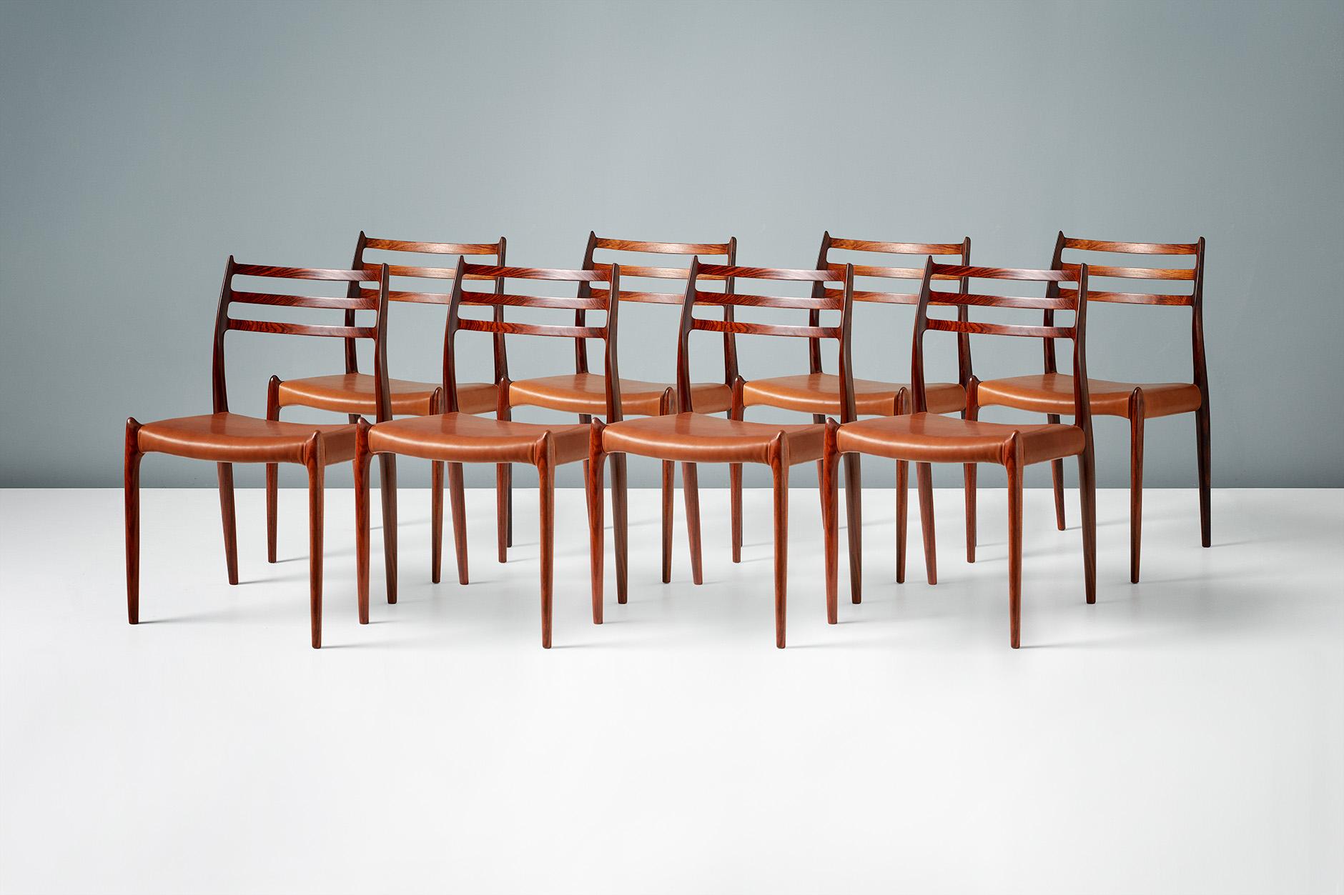 Mid-20th Century Set of 8 Niels Møller Model 78 Rosewood Dining Chairs, 1962