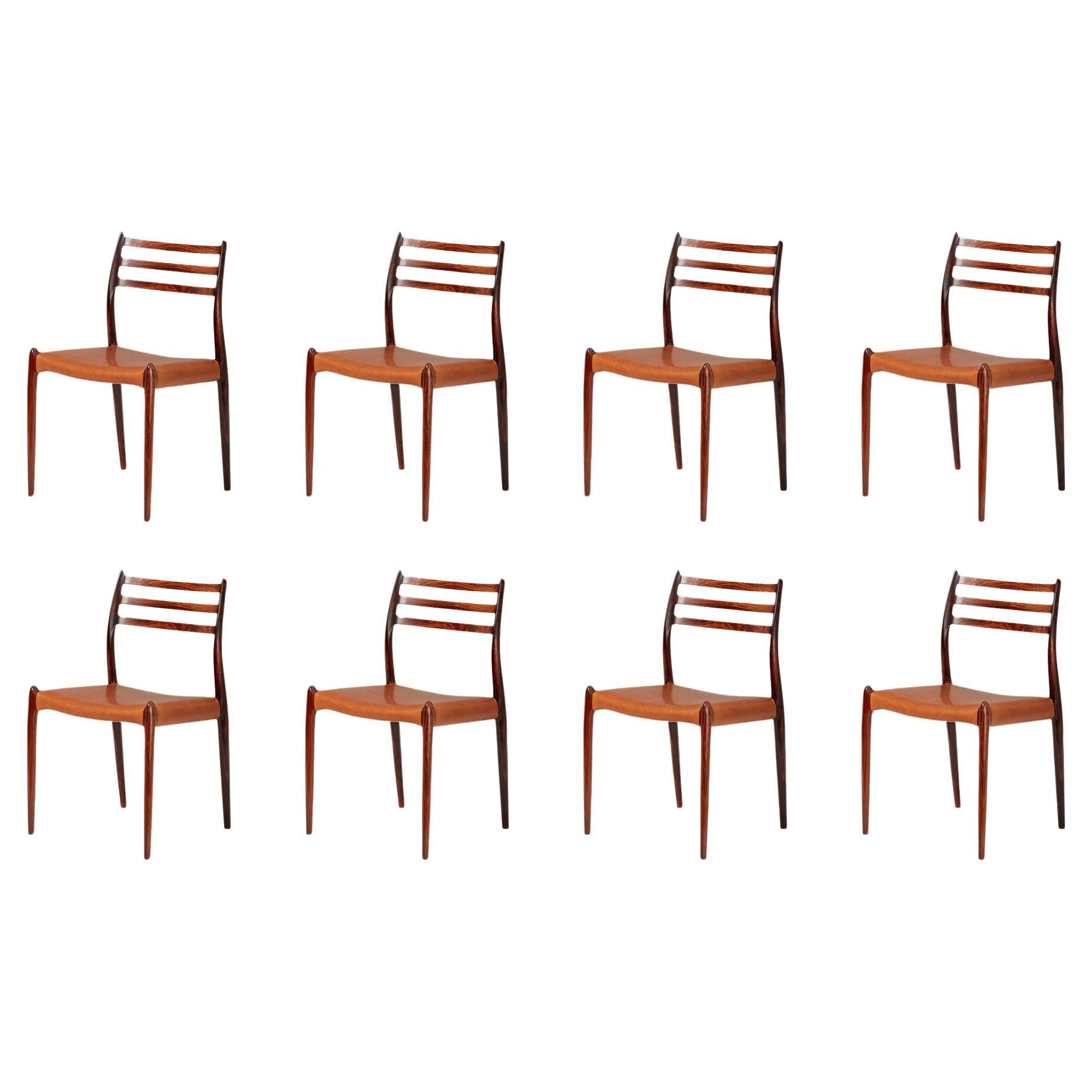 Set of 8 Niels Møller Model 78 Rosewood Dining Chairs, 1962