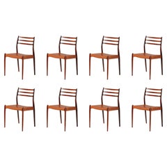 Set of 8 Niels Møller Model 78 Rosewood Dining Chairs, 1962