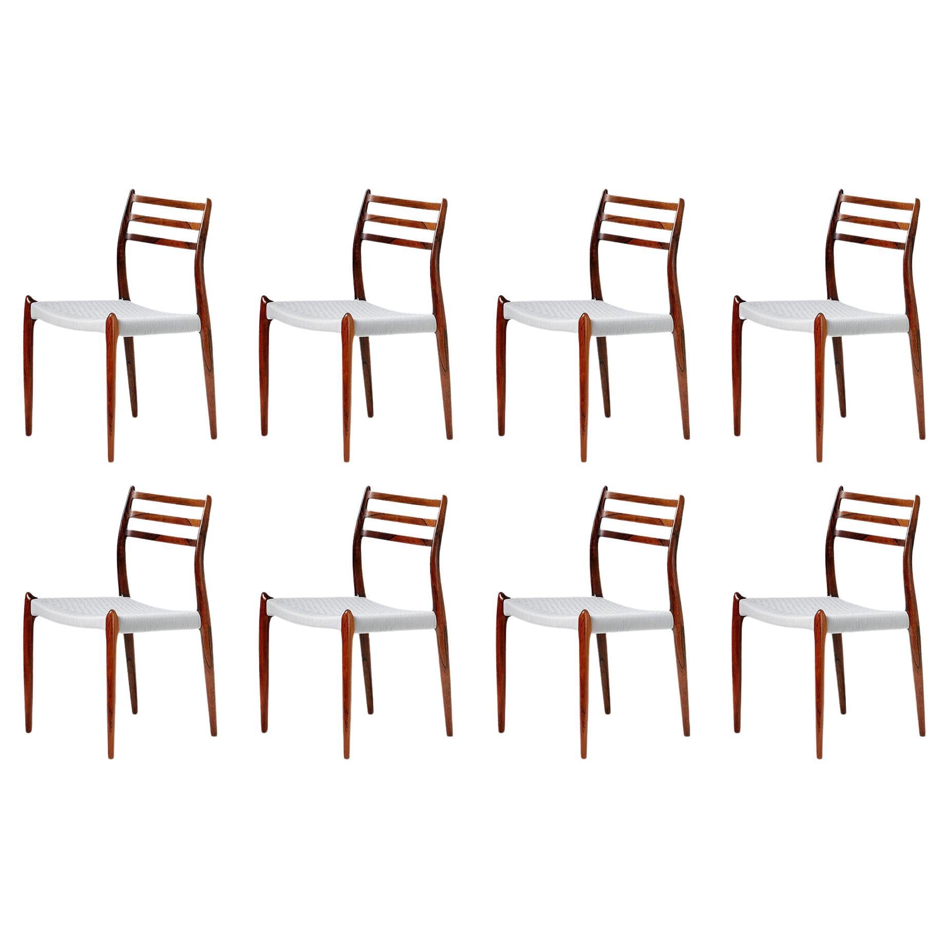 Set of 8 Niels Møller Model 78 Rosewood Dining Chairs, 1962