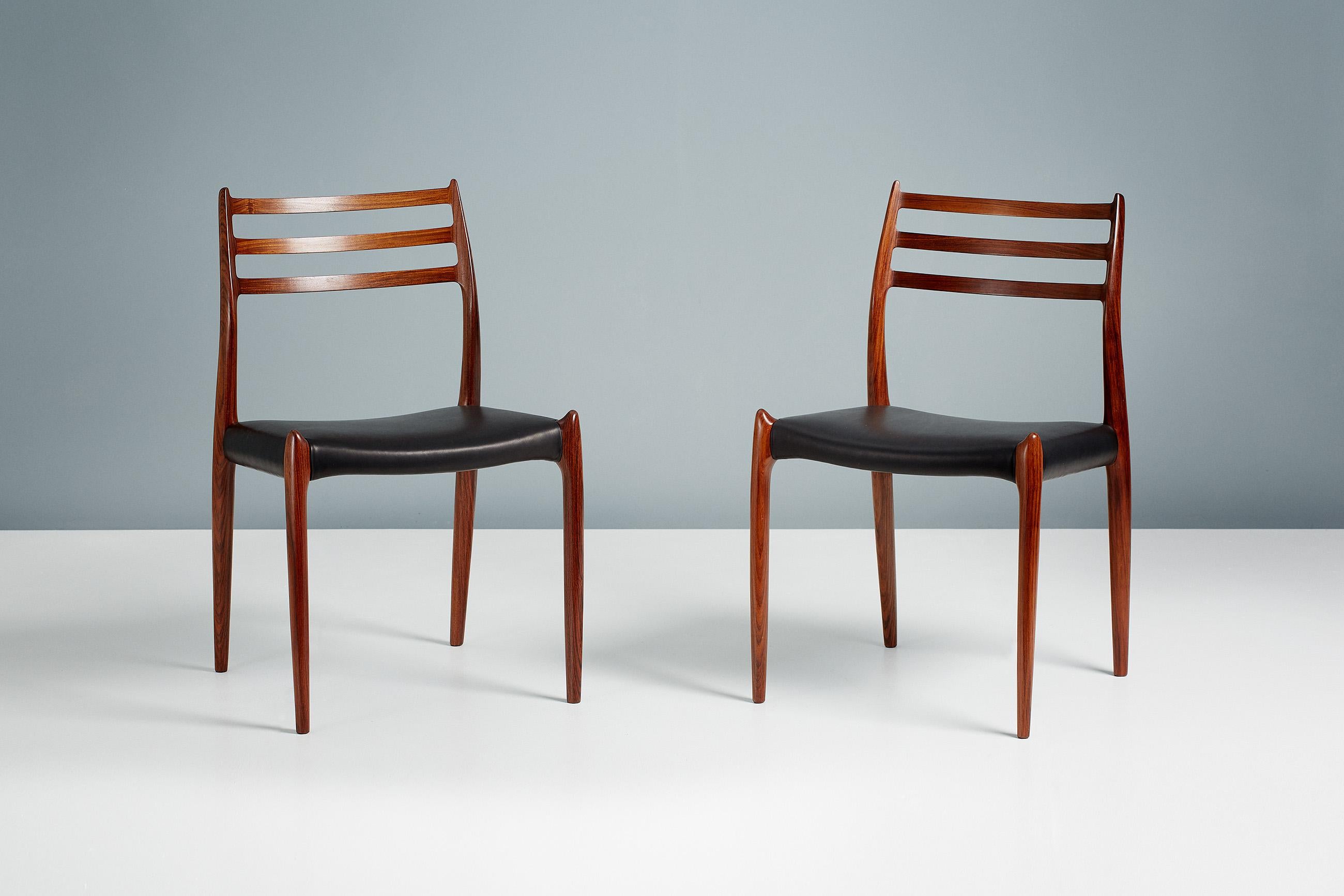 Danish Set of 8 Niels Møller Model 78 Rosewood Dining Chairs For Sale