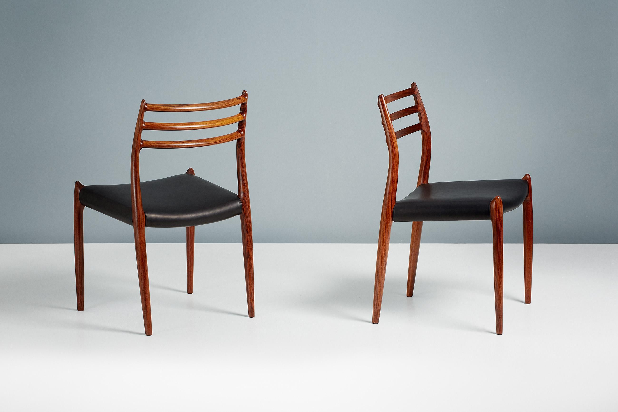 Mid-20th Century Set of 8 Niels Møller Model 78 Rosewood Dining Chairs