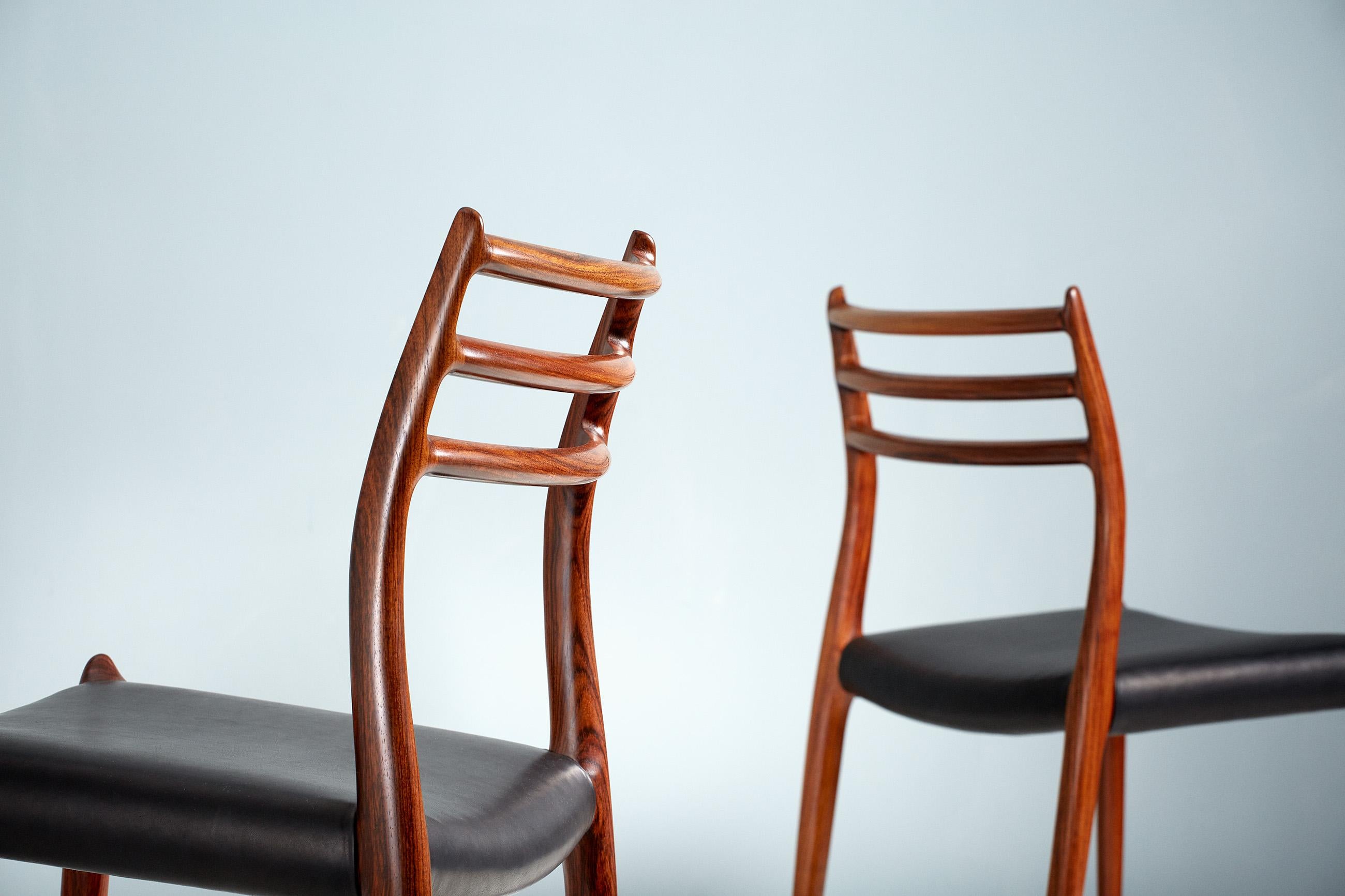 Set of 8 Niels Møller Model 78 Rosewood Dining Chairs For Sale 1